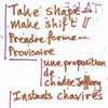 TAKE SHAPE – MAKE SHIFT/ PRENDRE FORME – PROVISOIRE